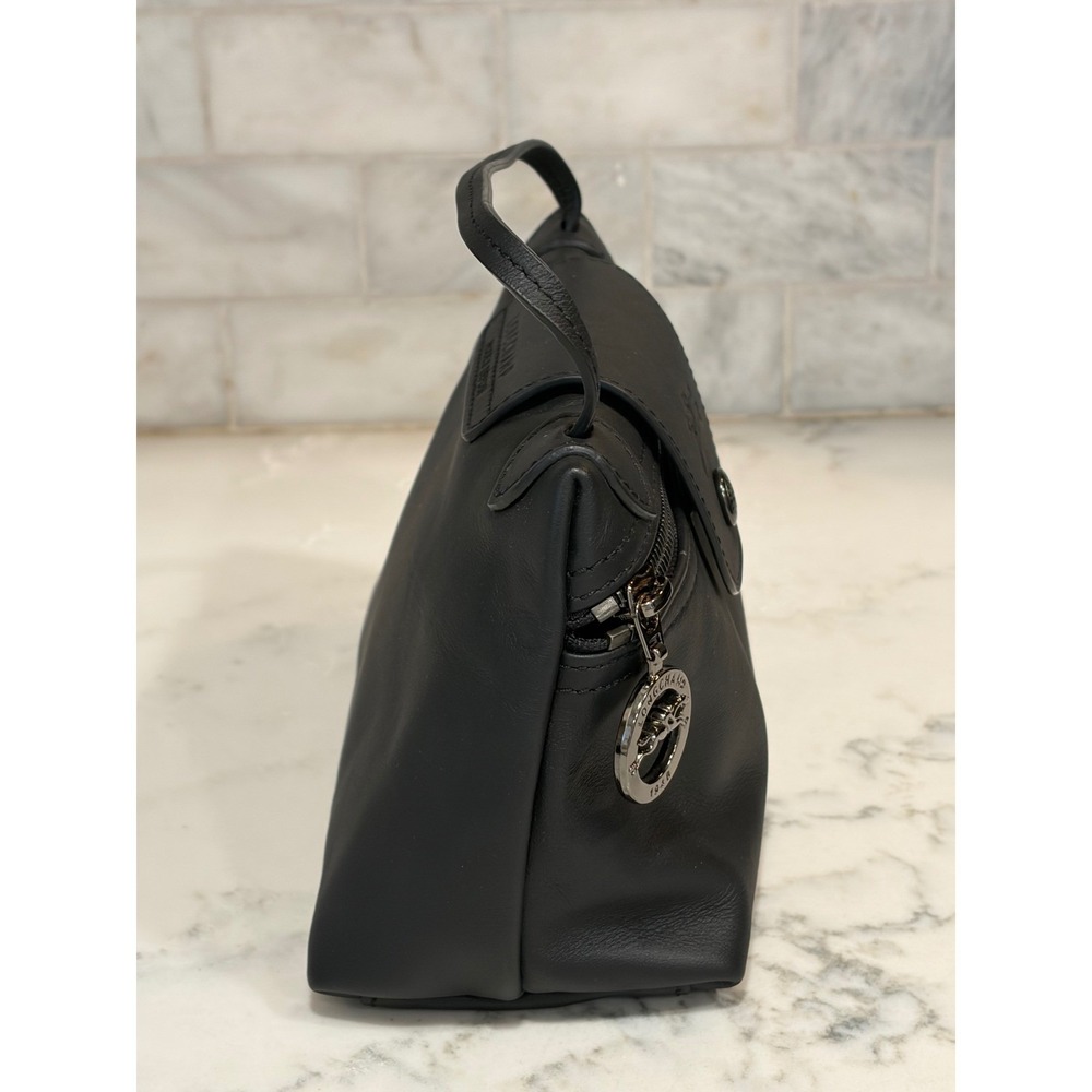 Longchamp Le Pliage Cuir Black Leather Clutch - Picture 2 of 14